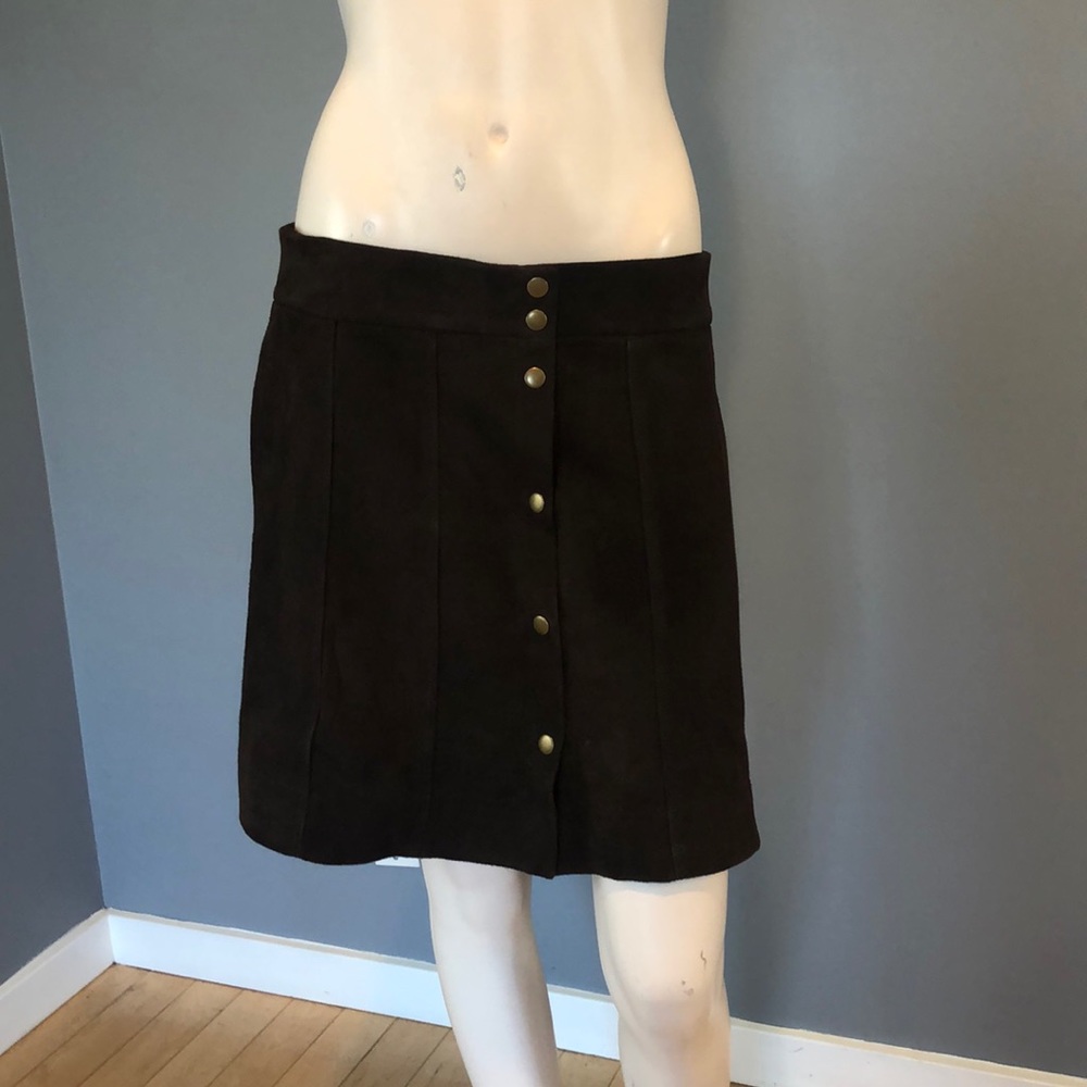 NWOT FRAME Dark  Brown Suede Leather Skirt SZ 29
